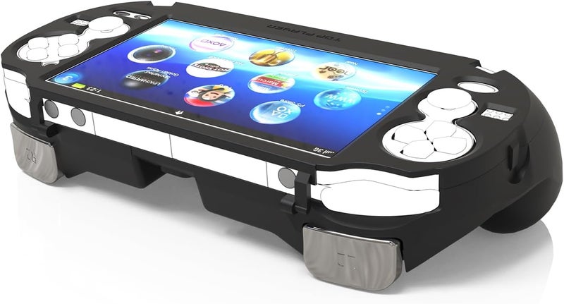 TEGRUP Hand Grip Handle for psv1000 ps vita, Protective Case, L2r2 is Used to Click on The Back of The PSV.Gift of Raised Button Stickers, Tempered Film, Joystick Cap. (Skin Like Coating Black) - Image 1